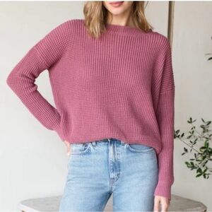 Emerson Fry Daily Waffle Knit Dusty Rose Sweater Top Shirt